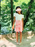 Robe blanche et rose avec petit sac